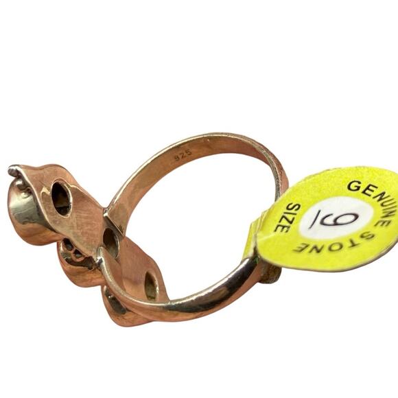 Citrine Ring Size 9 Solid 925 Sterling Silver Natural Genuine Multi Stone Yellow - Picture 7 of 7